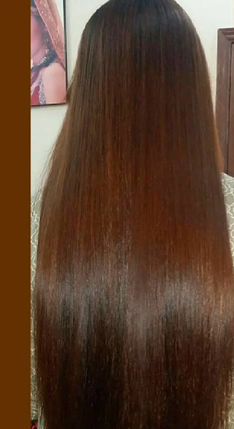 After: smooth, glossy straightened hair